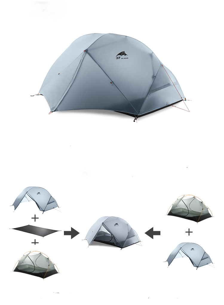 Cheap Goat Tents 3F UL GEAR 2 Person 4 Season 15D Camping Tent Outdoor Ultralight Hiking Backpacking Hunting Waterproof Tents Waterproof Coating Tents 